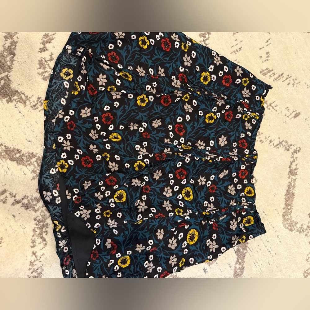 LOFT Black Skirt with Floral Accents